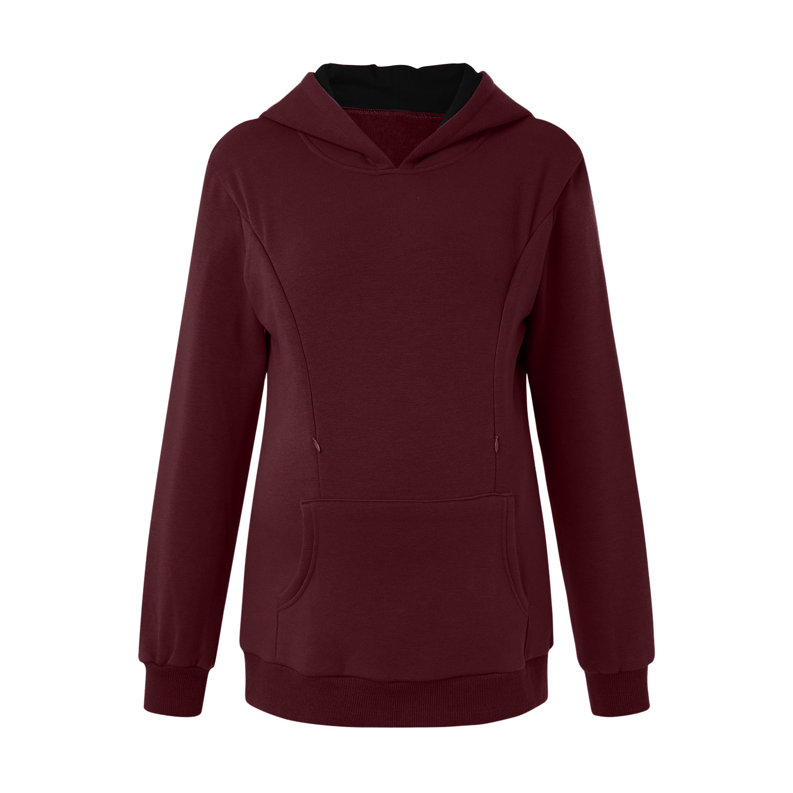 Hwmodou Women Pregnant T-shirts Womens Maternity Regular Soild Hem Casual Long Sleeve Top Belt Hoodie Breastfeeding Top Dailywear Pregnancy Clothes For Woman